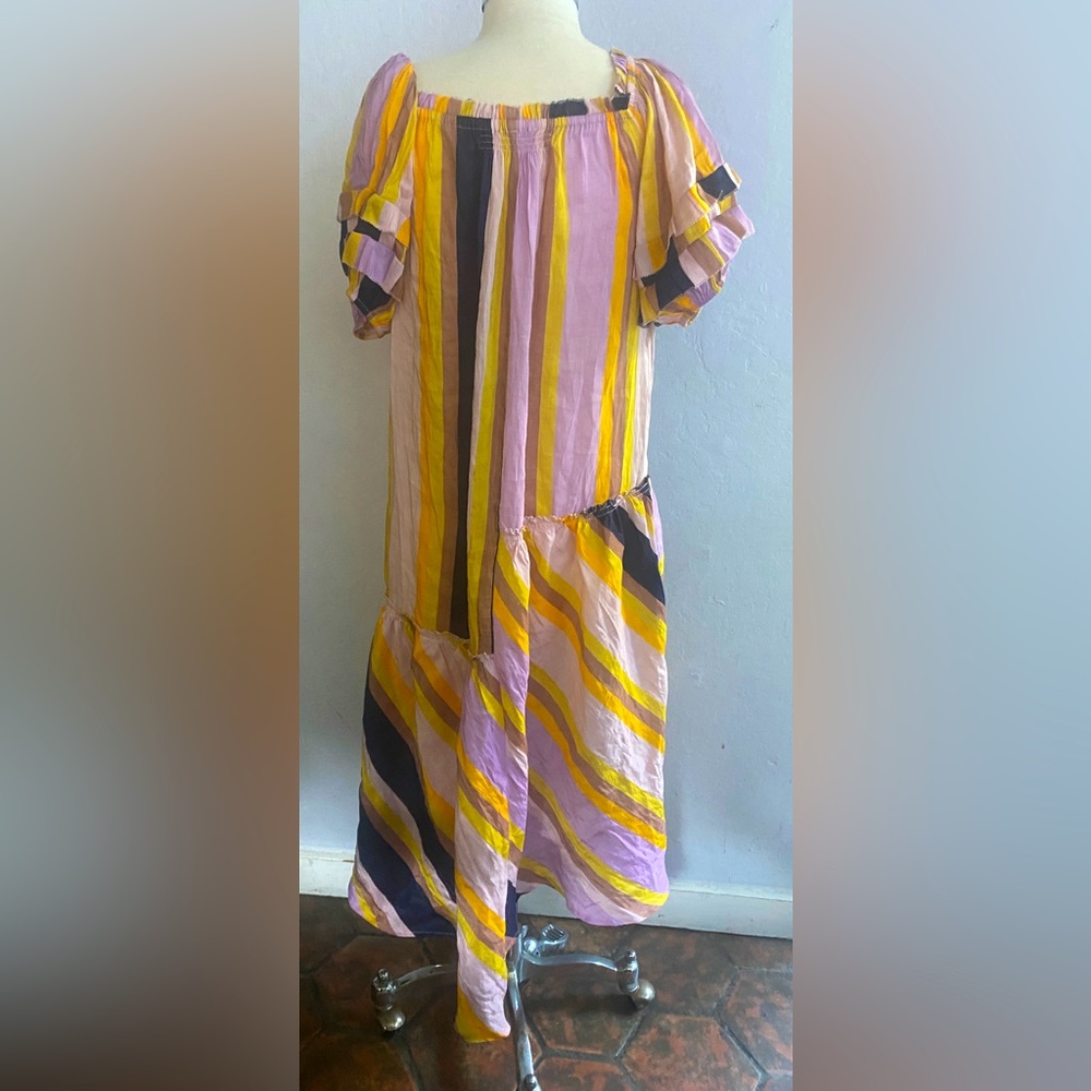 Cotton Striped Dress made by Apiece Apart. Can be worn on or off the shoulders.